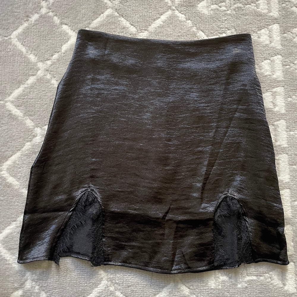 Black Mini Skirt with Lace Details